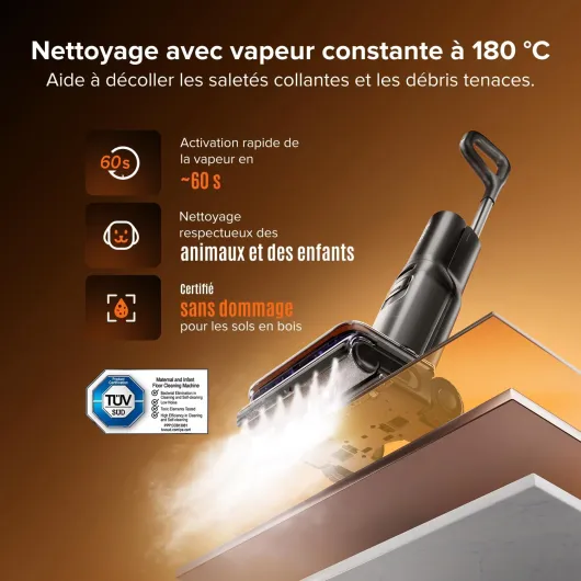 F25 Steam Set Nettoyeur Vapeur sans Fil, Aspirateur Laveur