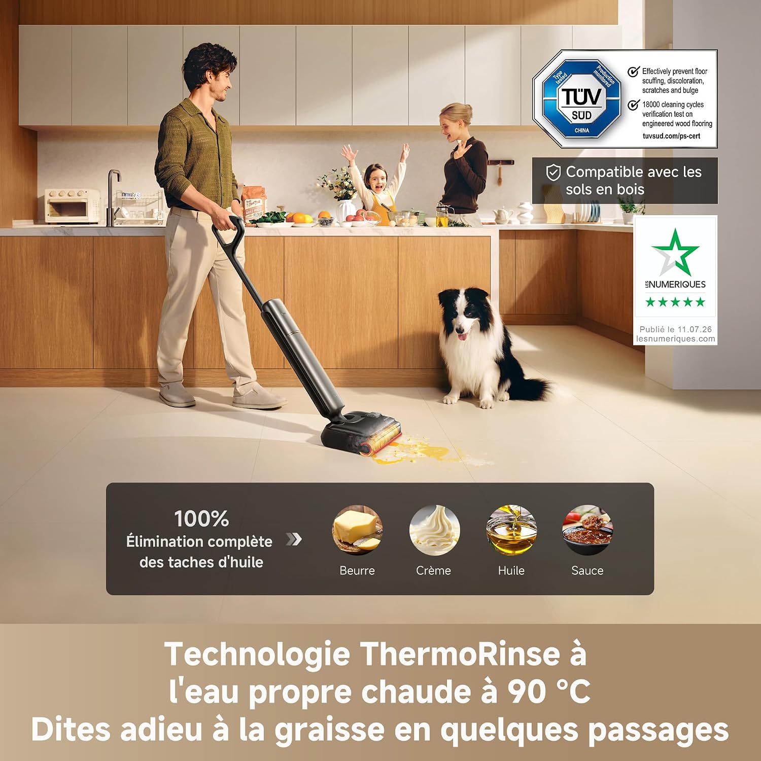T16 Pro Heat-A Aspirateur Laveur, Triple arête, Ultra-Fin 9,85 cm