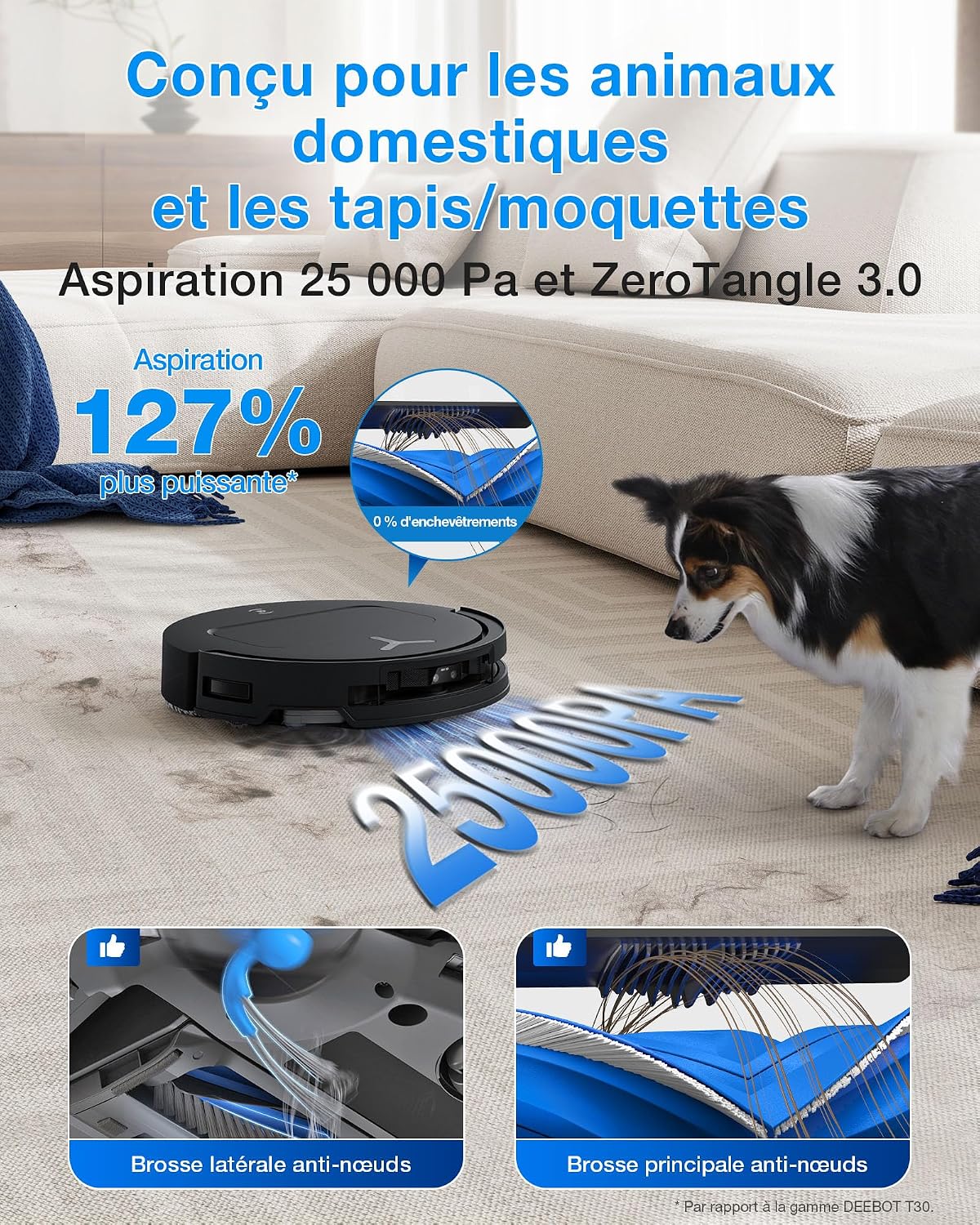 DEEBOT T50 Omni Gen3 Robot Aspirateur Laveur 25 000 Pa 81mm AIVI 3D T50 OMNI BLACK Gen3