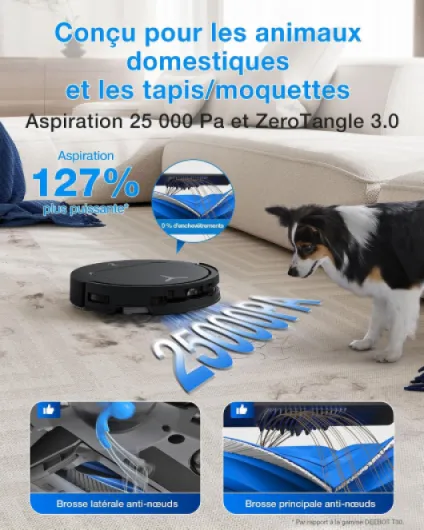 DEEBOT T50 Omni Gen3 Robot Aspirateur Laveur 25 000 Pa 81mm AIVI 3D T50 OMNI BLACK Gen3