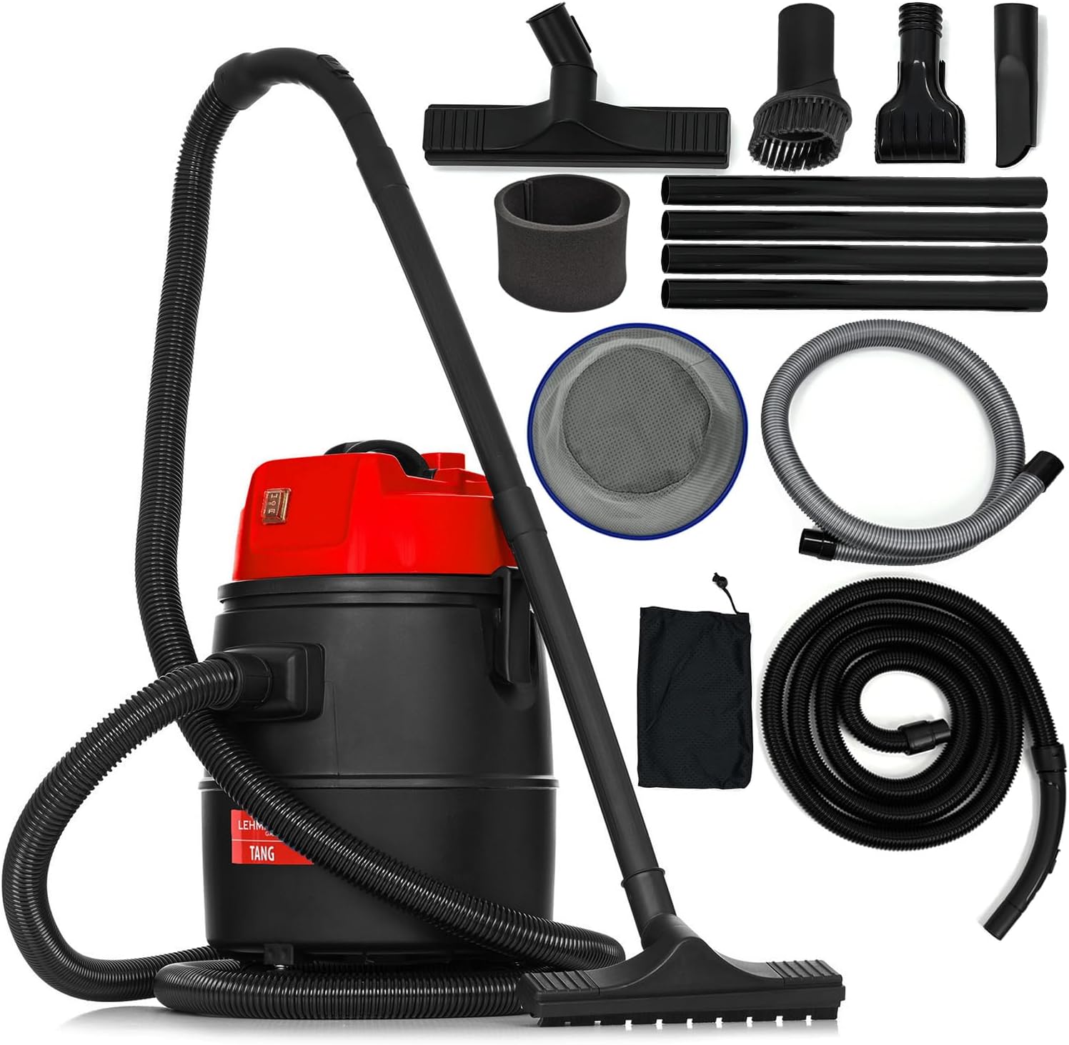 LEHMANN Aspirateur de Piscine 4-en-1 avec Kit de Buses, 1400 W, 30 L, Aspirateur de Bassin, Aspirateur Eau pour Le Nettoyage Piscine et Bassin avec Fonction du Souffleur, Accessoires Inclus