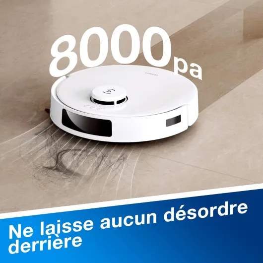 Aspirateur Robot DEEBOT N20 Plus, Robot Aspirateur Laveur 8000Pa avec vidange Automatique poussière, Nettoyage Autonome de 45 Jours, Batterie 300 Min, Anti-Tangle, Tapis et Poils d'animaux N20 PLUS Blanc