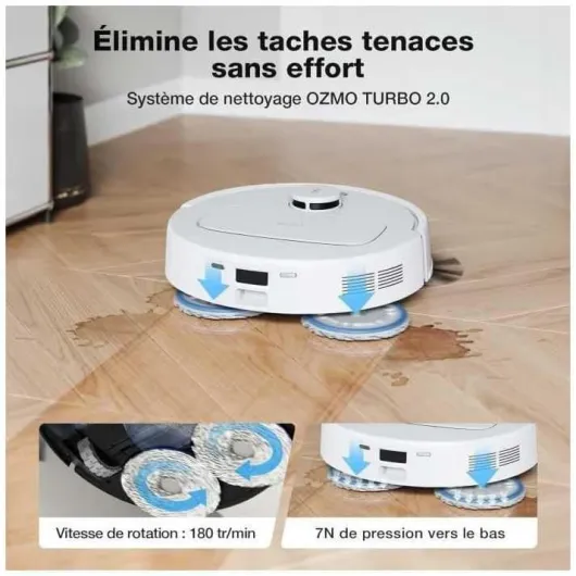 N30 PRO OMNI Aspirateur Robot avec Station OMNI tout-en-un, 10000Pa, Robot Aspirateur Laveur avec Brosse ZeroTangle 2.0, Nettoyage à l'eau chaude 60℃, Nettoyage Humide adaptatif TruEdge, Blanc N30 PRO OMNI Blanc