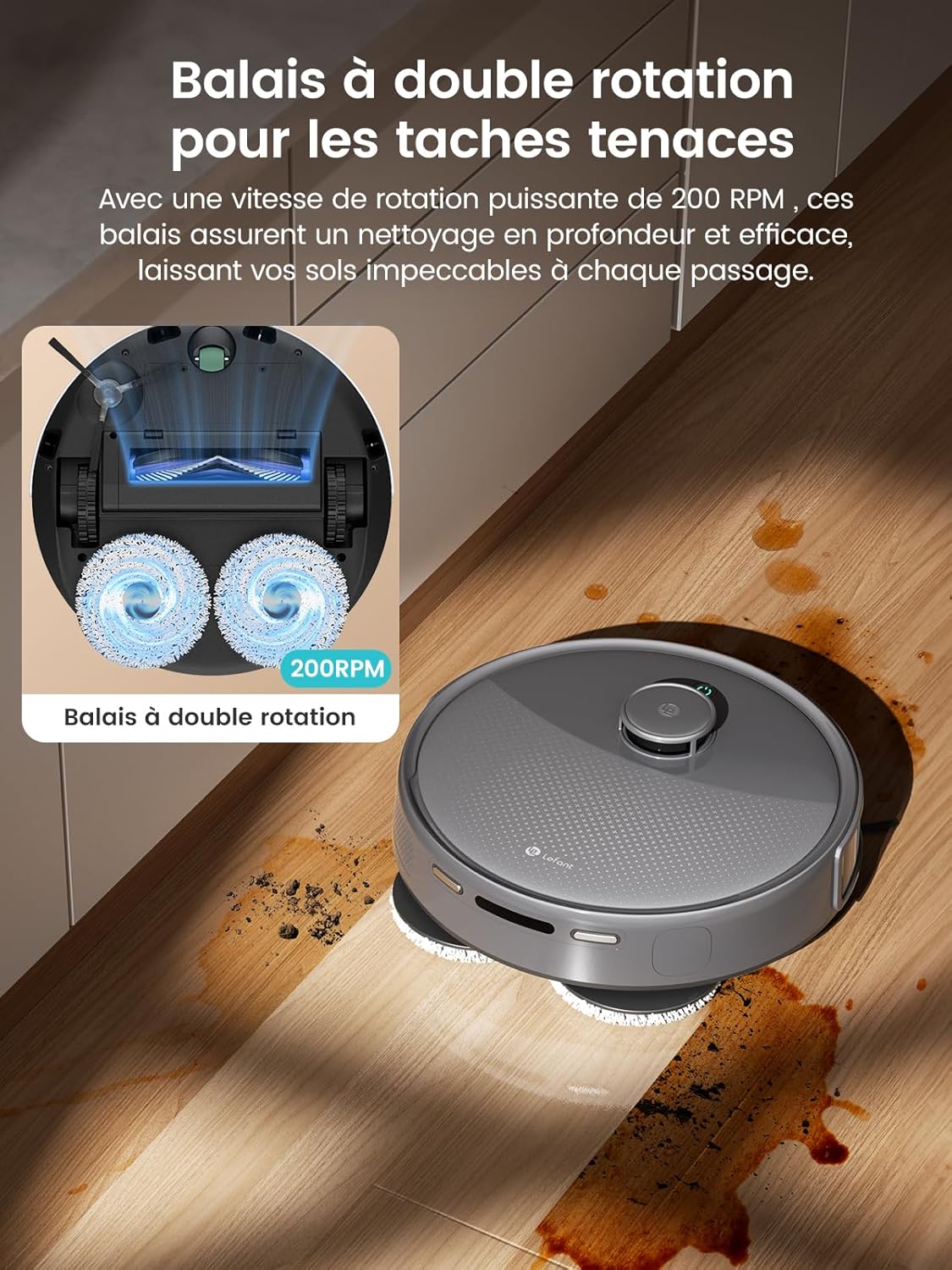 M3 Max Robot Aspirateur Laveur 20 000 Pa, Station Multifonctionnelle, Double Serpillière Rotative 200 TR/Min & Relevable 9mm, Navigation dToF, Évitement d'obstacles PSD, 220min