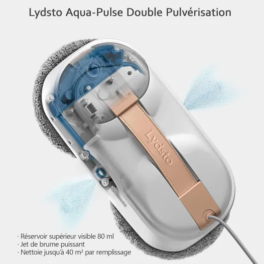 Lydsto WL09 Robot Nettoyeur de Vitres, Robot Laveur Vitre avec Double Pulvérisation Ultrasonore, 6000Pa, Télécommande, Triple Sécurité, Kit Complet avec Boîte de Rangement et 10 Chiffons