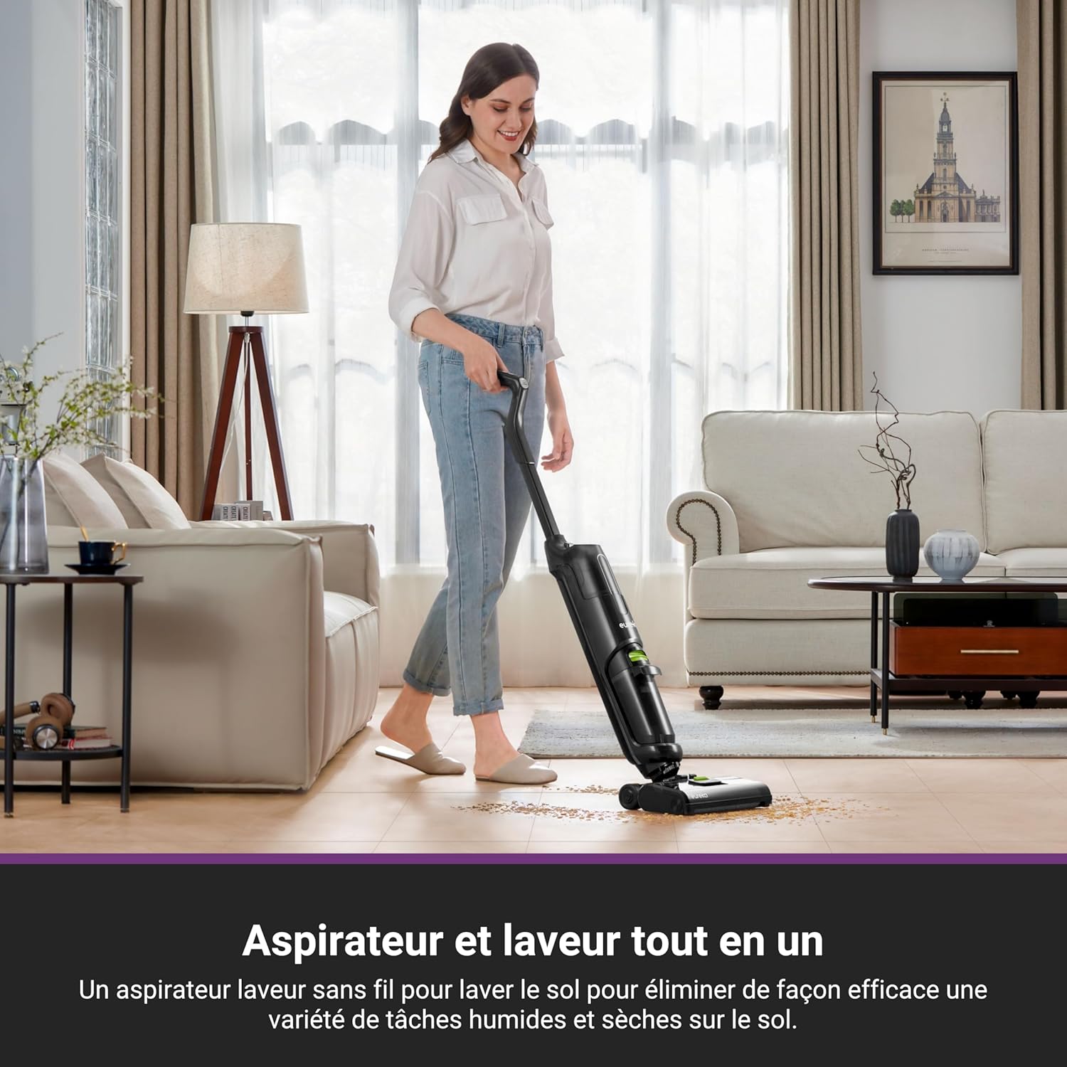 NEW400 Aspirateur Laveur sans Fil pour Sols Durs,Aspirateur Balai sans Fil Sec et Humide,Autonettoyant,Aspirateur Laveur Eau et Poussière,Longue Autonomie,pour Les Saletés Collantes,Sols Durs