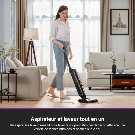 NEW400 Aspirateur Laveur sans Fil pour Sols Durs,Aspirateur Balai sans Fil Sec et Humide,Autonettoyant,Aspirateur Laveur Eau et Poussière,Longue Autonomie,pour Les Saletés Collantes,Sols Durs