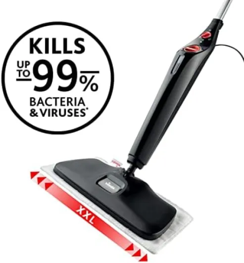 Steam Plus XXL Edition Rectangulaire avec Power Pad, balai vapeur, performance de nettoyage hygiénique sans utilisation de produits chimiques, pour tous les sols durs et les moquettes Edition XXL & Power Pad