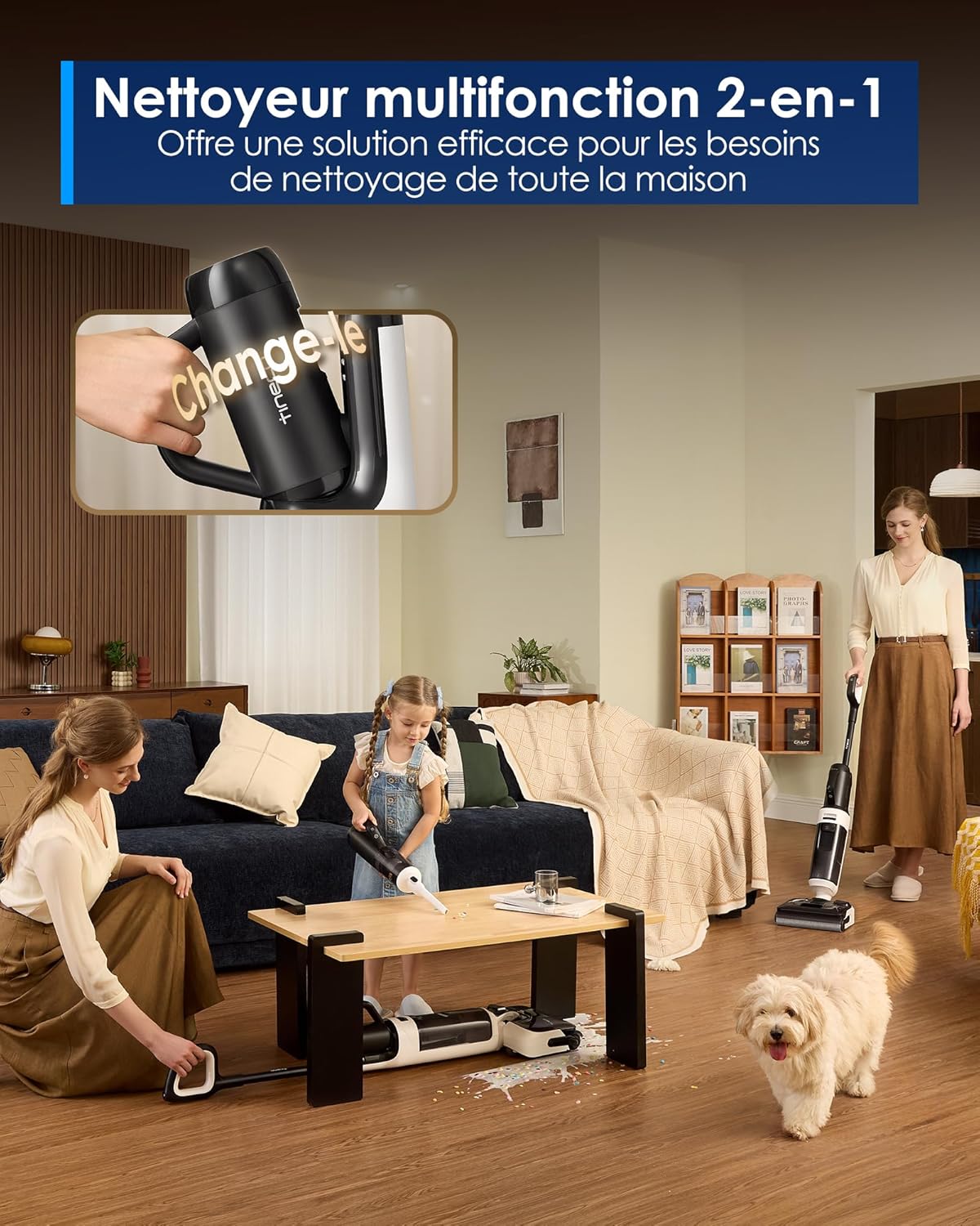 Floor One Switch S6 Stretch Breeze (Stretch S6 Combo) Aspirateur Laveur, Aspirateur Balai sans Fil Multifonction 2 en 1, Plat 180°, Auto-Nettoyage FlashDry 85℃, Anti-Enchevêtrement, 20kPa