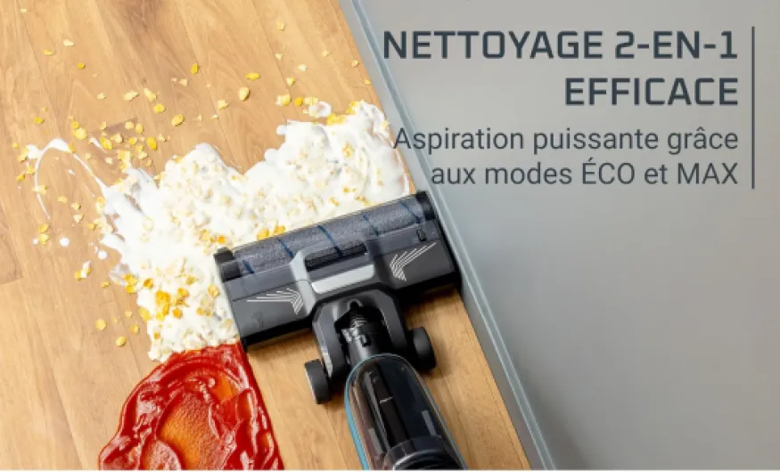 X-Clean2, Aspirateur Laveur sans Fil, Nettoyage 2-en-1, Modes ECO/Max, Léger, Nettoyage Le Long des Murs, Auto-Nettoyage, GZ2271E0, Bleu
