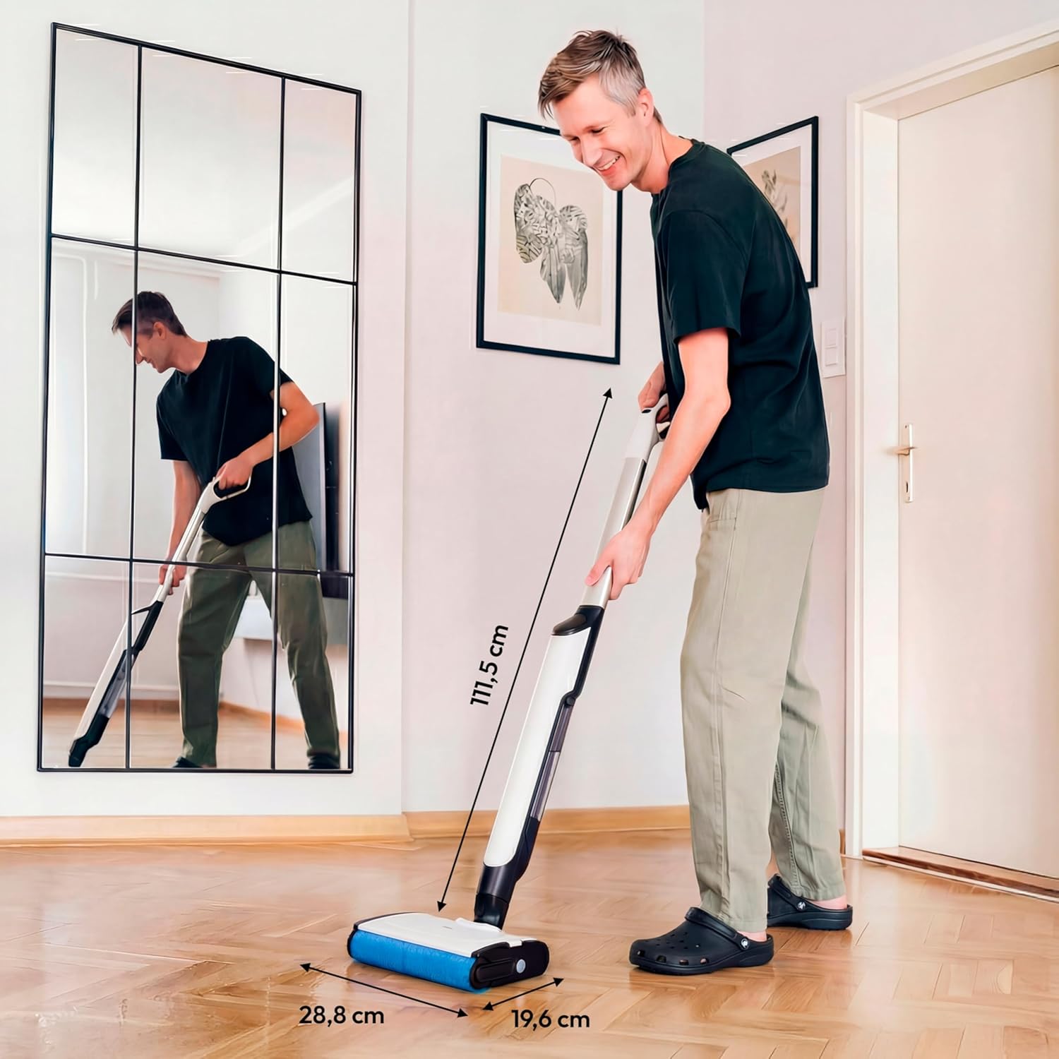 Nettoyeur de Sol H11 (Balai électrique & Lave-Sol, Nettoyage sans Fil, réservoirs séparés d’Eau Propre & Sale, Jusqu’à 45 Min d’autonomie, Brosse motorisée pour sols durs, MD100102)