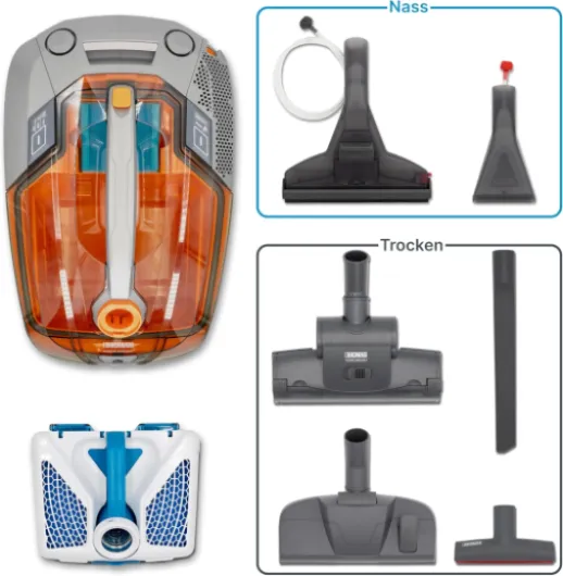 Aqua+ Pet & Family – Aspirateur/Laveur sans Sac 1700W – Filtration à Eau – Idéal Poils d’Animaux – neutralisent Les odeurs-Turbo Brosse – Fabriqué en Allemagne Unique