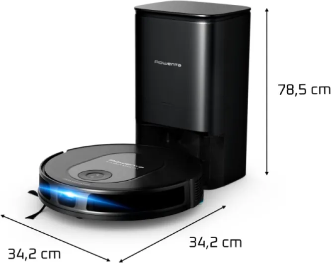 X-Plorer Serie 65+ Aspirateur Robot Laveur, Technologie Laser, Station vidage Automatique, Design Ultra Fin RR8L85WH, Noir