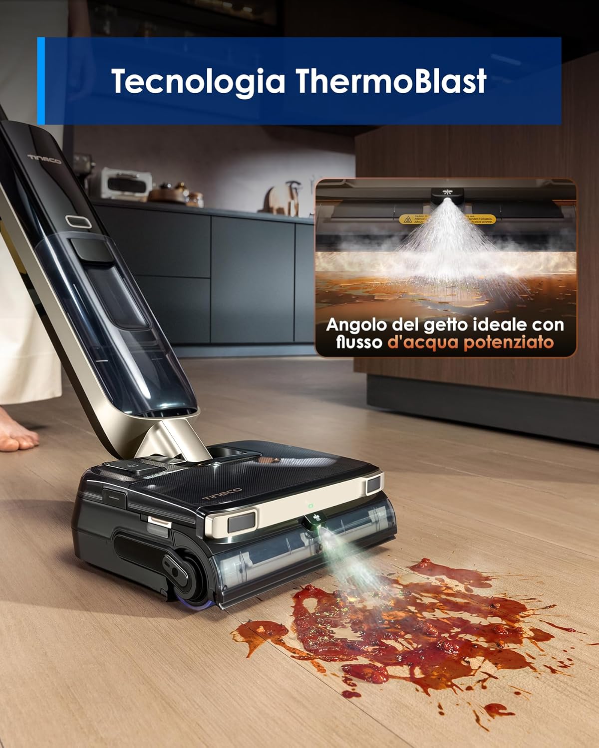 Floor One S9 Master Aspirateur Laveur sans Fil, Technologie ThermoBlast, Lavage du Sol à l’Eau Chaude, Raclette StreakFree, Ultra-Mince de 9,9 cm, FlashDry 85℃, 23 KPa, portée à Plat 180