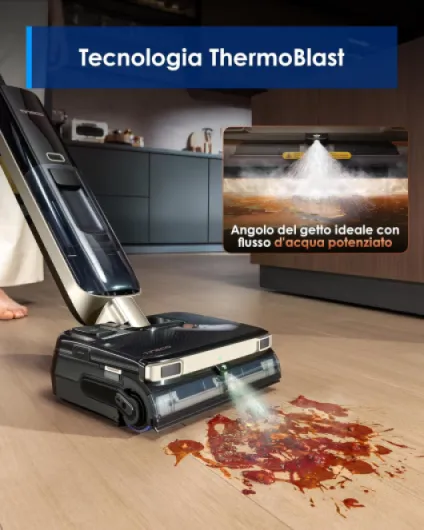 Floor One S9 Master Aspirateur Laveur sans Fil, Technologie ThermoBlast, Lavage du Sol à l’Eau Chaude, Raclette StreakFree, Ultra-Mince de 9,9 cm, FlashDry 85℃, 23 KPa, portée à Plat 180