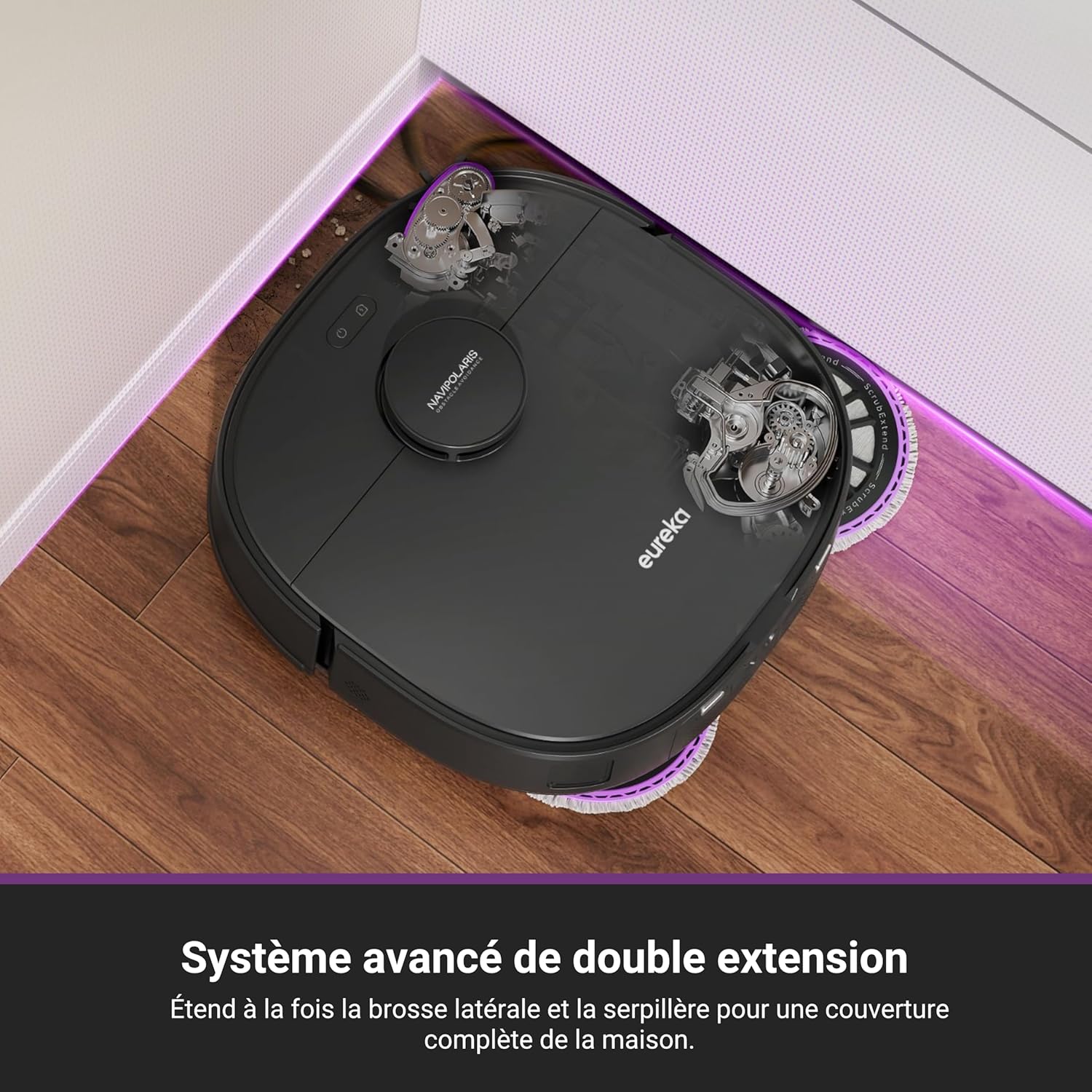 J15 Max Ultra Robot Aspirateur Laveur avec Serpillière et Brosse Latérale Extensible, Aspiration 22000Pa, Station Autonettoyante, Lavage de Serpillière Eau 80℃, IntelliView 2,0, Anti-Emmêlement J15 Max Ultra Noir