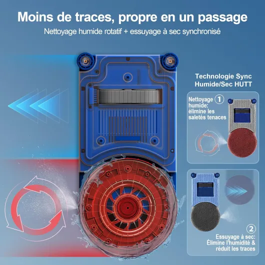 Hutt R10 Robot Laveur Vitres, Robot Nettoyeur de Vitres avec Système de Nettoyage Hybride Humide/Sec, 7000Pa, Double Spray HydroJet, Navigation NAVI 7.0, Châssis 3D Flottant, Boîte de Rangement Blanc