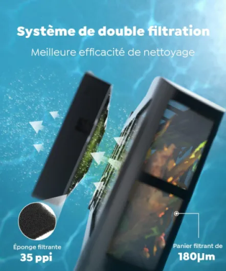 C1 Robot de Piscine Fond et Parois, Ligne d'eau, Double Filtre, Robot Piscine sans Fil, 7 Modes de Nettoyage, 180 Min d'Autonomie, Puissant Aspirateur pour Piscines jusqu'à 150 m²