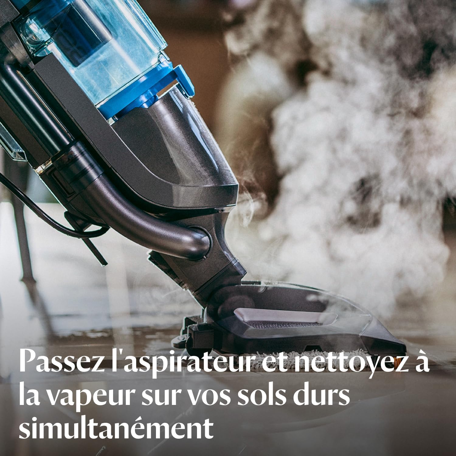 Vac & Steam Titanium - 2 en 1 Aspirateur et Nettoyeur Vapeur - Pour les Sols Durs, Carrelages, Parquets - Fonction de Régulation de la Vapeur - Élimine des Bactéries - 81 dB - 1977N Vac&Steam