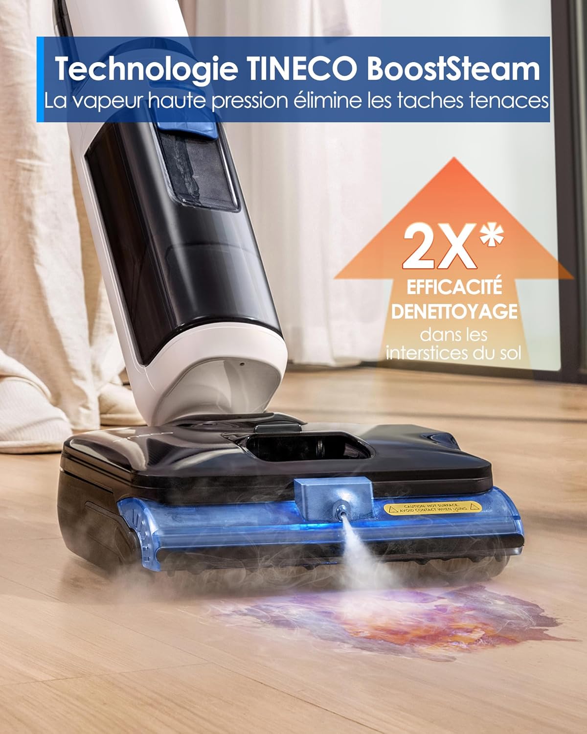Floor One S6 Stretch Steam Nettoyeur Vapeur, Aspirateur Balai Vapeur à Câble Tout-en-Un, 160℃ HyperSteam, 180° Pose à Plat, Auto-Nettoyage à l'eau Chaude, Anti-Tangle-Design