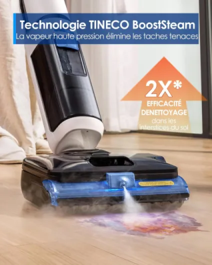 Floor One S6 Stretch Steam Nettoyeur Vapeur, Aspirateur Balai Vapeur à Câble Tout-en-Un, 160℃ HyperSteam, 180° Pose à Plat, Auto-Nettoyage à l'eau Chaude, Anti-Tangle-Design