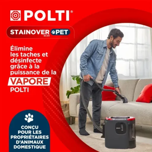 Test Polti StainOver Pet SC50 : la shampouineuse vapeur pensée pour les propriétaires d’animaux (mais pas sans défauts)