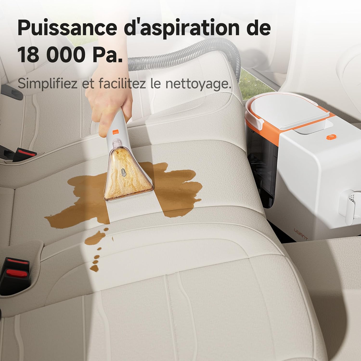 B300PRO Nettoyeur Shampouineuse Canape Professionnel,Aspiration Puissante 18Kpa，Portable avec Accessoires,Nettoyeur Canapé Tissus 2-en-1 (Blanc)