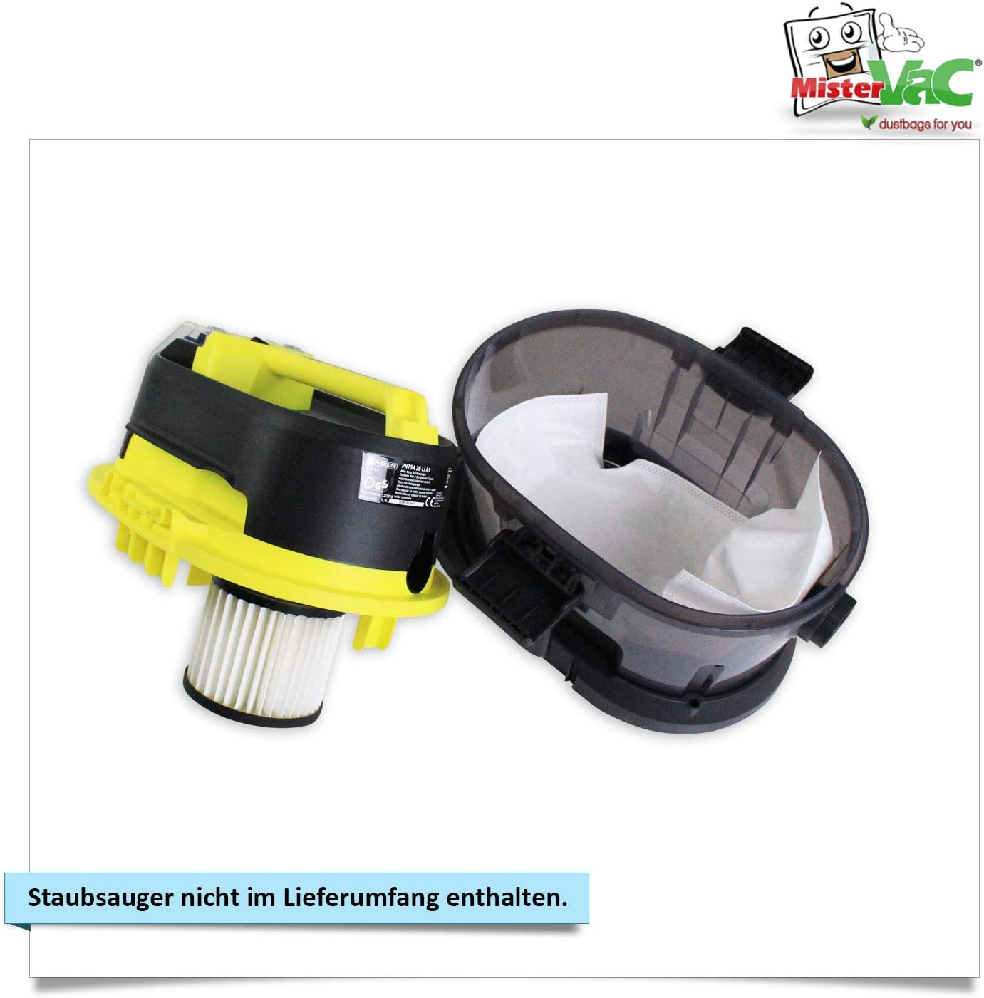 MisterVac - compatible avec les sacs de rechange pour sacs d'aspirateur 20 pièces Parkside PNTSA 20-LI A1
