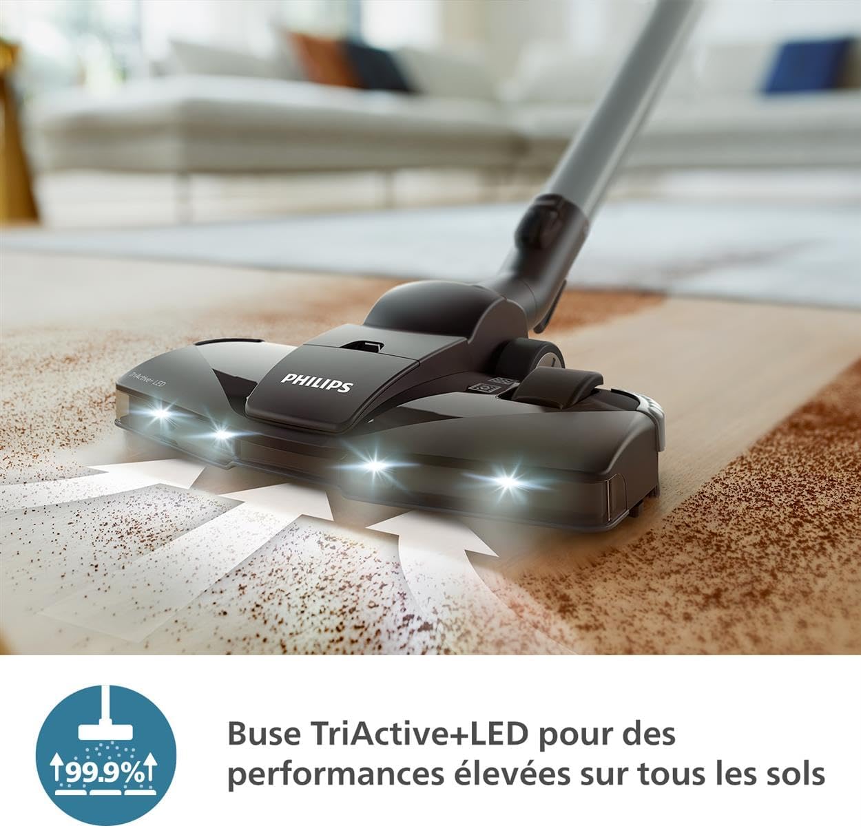 Série 8000 Aspirateur avec Sac Performer LED - Moteur 900 W, Brosse TriActive+ LED, Filtre HEPA, Câble 12 m, Sacs Longue Durée, Noir Profond (XD8122/10) 4 litres Noir