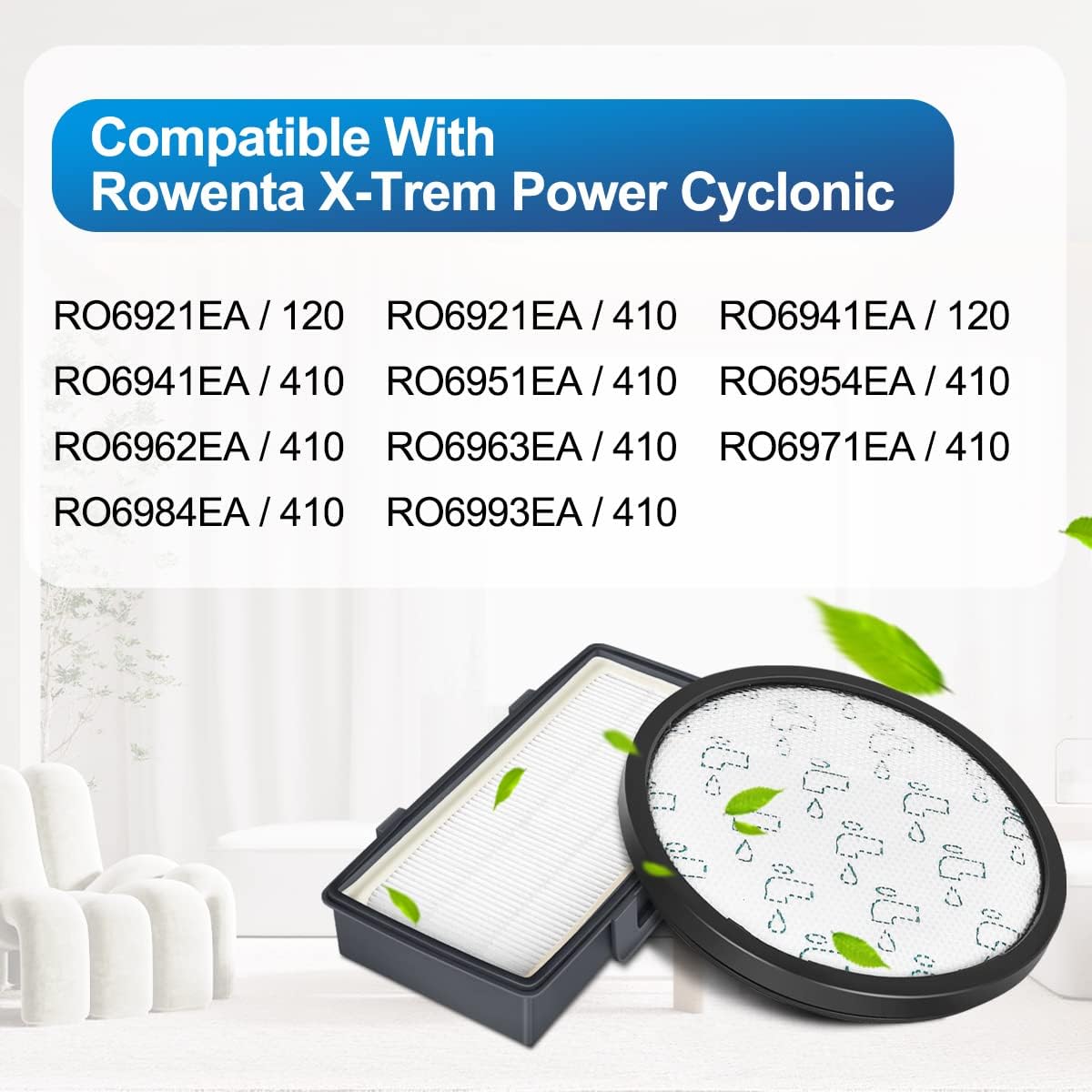 Filtres HEPA pour Rowenta X-Trem Power Cyclonic Modèle RO69XX RO7230EA RO7260EA，Filtre de Rechange Accessoires ZR006001
