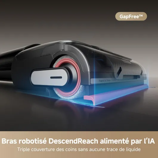 H15 Pro Aspirateur Laveur, Bras robotisé AI DescendReach, Triple arête, 21 000 Pa, antinœuds, Lavage Brosse immersif 100°C, séchage 5 Min 90°C, contrôle par Application, portée à Plat 180°