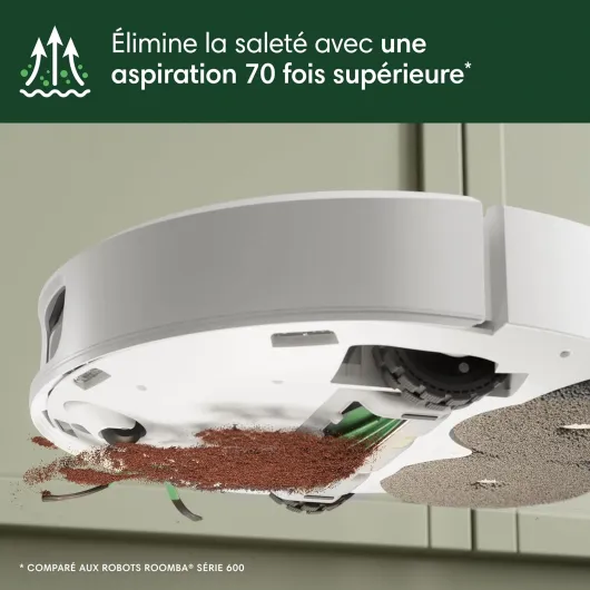 Roomba Plus 505 Combo Robot + AutoWash - Base Multifonction - Lavage et séchage à l'air Chaud des lingettes - PrecisionVision IA - LiDAR Clearview Pro - 75 Jours d'autovidage - Blanc Blanc 505