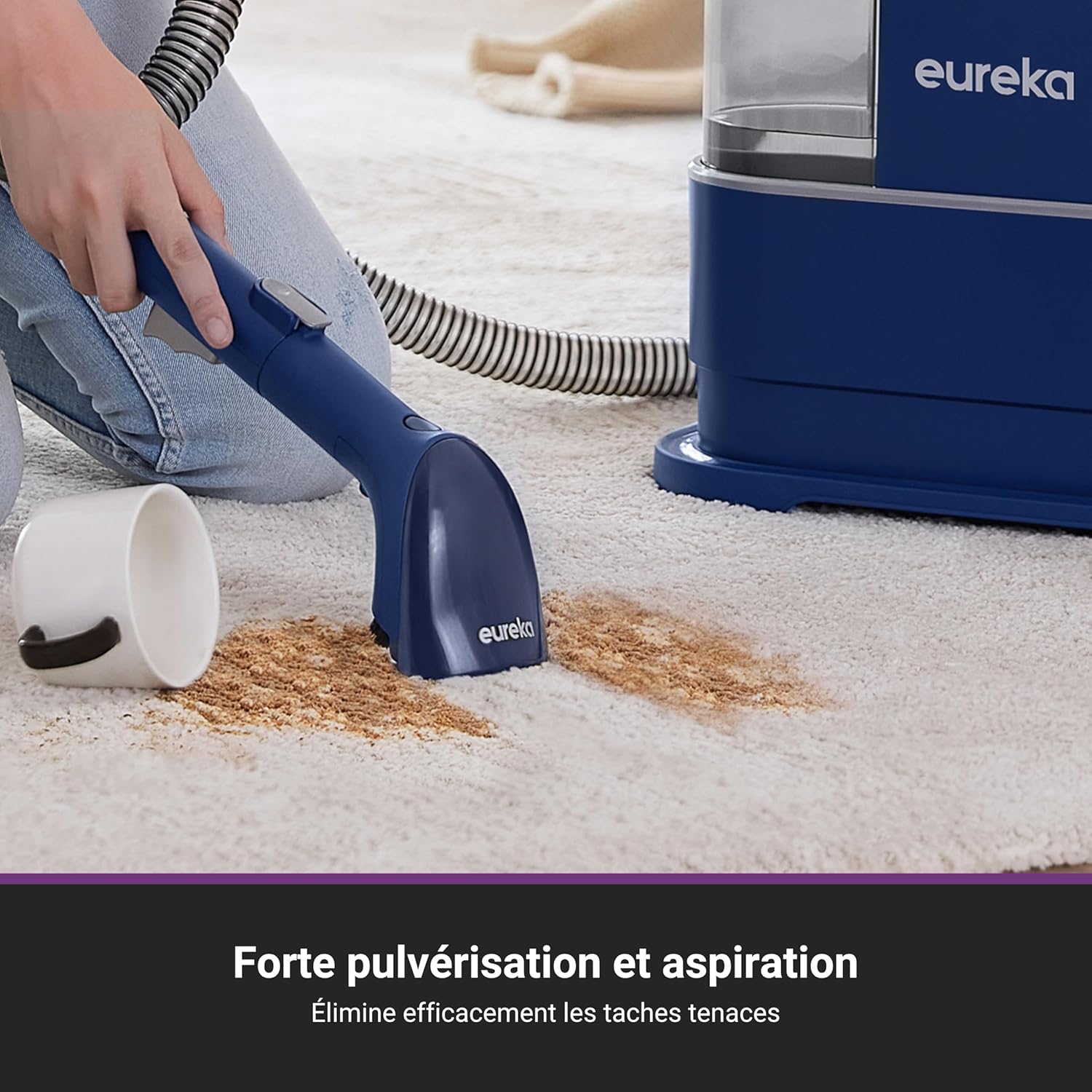NEY100 Nettoyeur Canapé Tissu 12500Pa,Aspirateur Nettoyeur de Tapis pour canapé, Tapis, Rembourrage, Voiture,Shampouineuse avec Réservoir d'Eau de 1,5 Litre et Détergent de 450 ml
