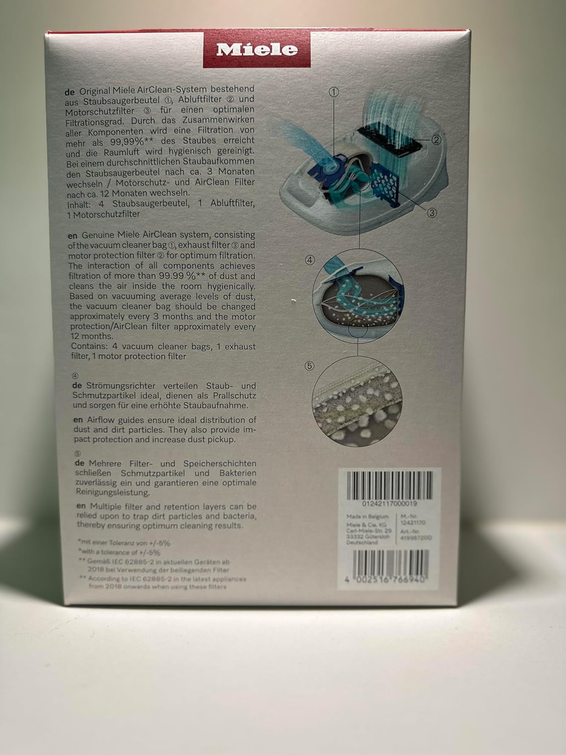 Miele Accessoires d'origine - HyClean Pure GN Lot de 4 sacs d'aspirateur + 2 filtres