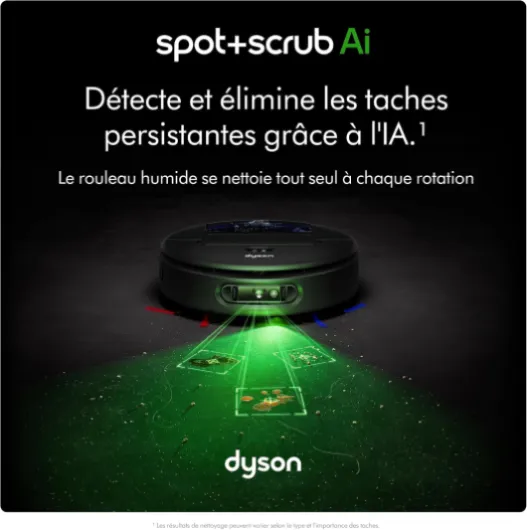 Spot+Scrub™ AI, aspirateur robot laveur sec et humide, rouleau humide auto-nettoyant, 4× puissance d’aspiration sur tapis, vidage automatique, élimination des taches par IA (Noir/Bleu)