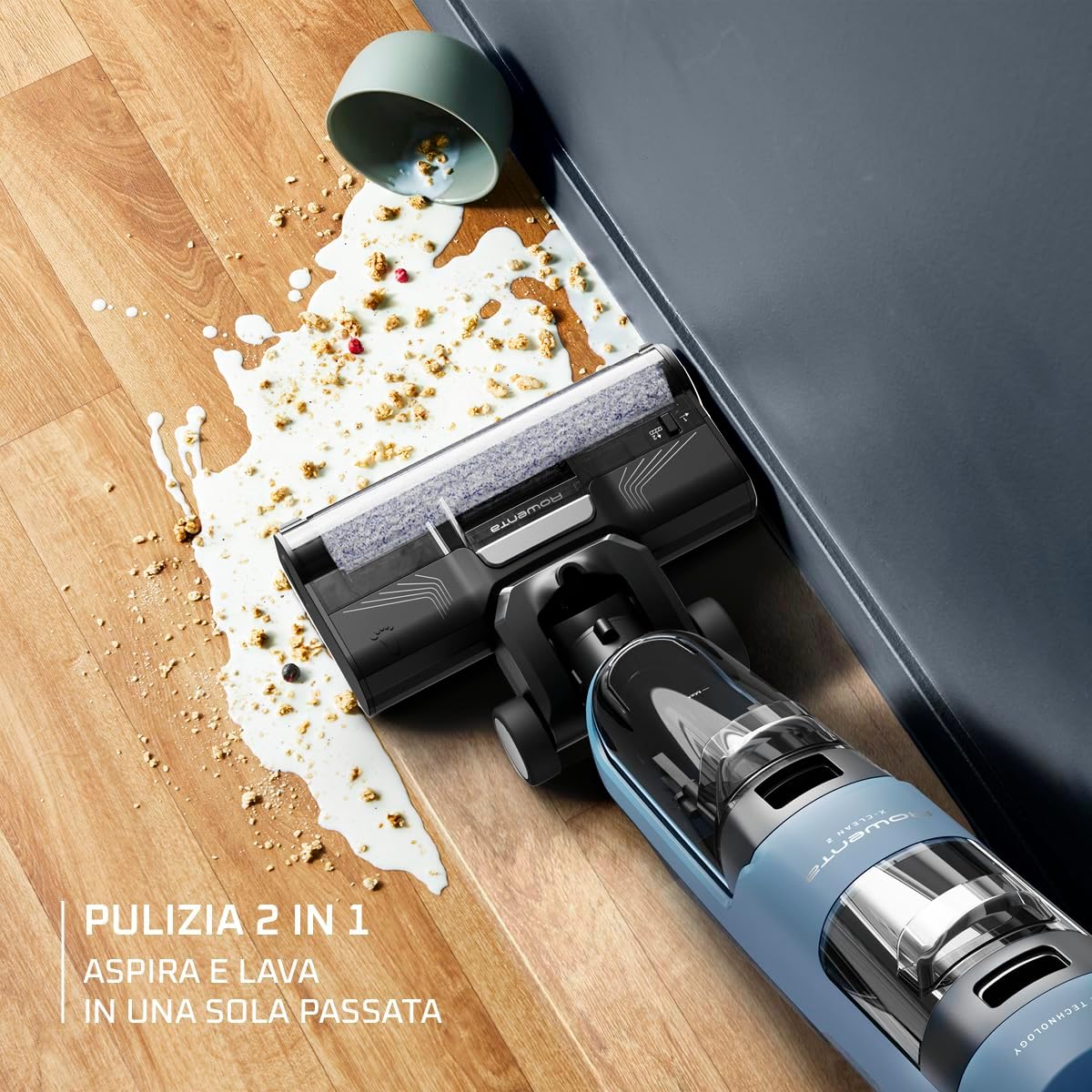 X-Clean2, Aspirateur Laveur sans Fil, Nettoyage 2-en-1, Modes ECO/Max, Léger, Nettoyage Le Long des Murs, Auto-Nettoyage, GZ2271E0, Bleu Xc2 Bleu