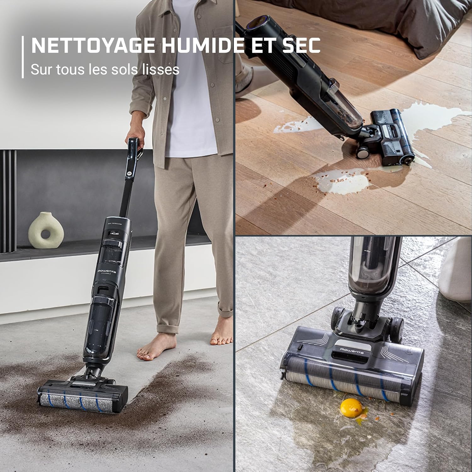 X-Clean 4 Aspirateur Balai Laveur sans Fil, Aspiration et Lavage Puissant, Intelligent, Autonomie 50min, Autonettoyage GZ5036WO, Gris X-Clean 4 Gray
