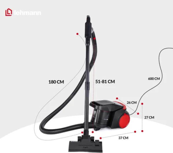 Aspirateur sans Sac Cyclonique avec Commande à Poignée, Double Filtration avec Filtre HEPA, Compact, Réservoir 1,5 L, Aspirateur Traîneau Puissant avec 4 Modes Multi-Surfaces