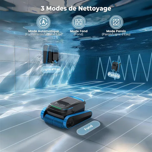 (2026 New) BOTLIFE PC20 Robot Piscine Sol, Parois et Ligne d’Eau, Aspirateur Piscine sans Fil, Débit 18927 LPH, Navigation Intelligente & APP, Nettoyage pour Piscines Jusqu’à 170 m² Noir