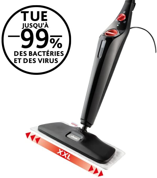 Steam Plus XXL Edition Rectangulaire avec Power Pad, balai vapeur, performance de nettoyage hygiénique sans utilisation de produits chimiques, pour tous les sols durs et les moquettes