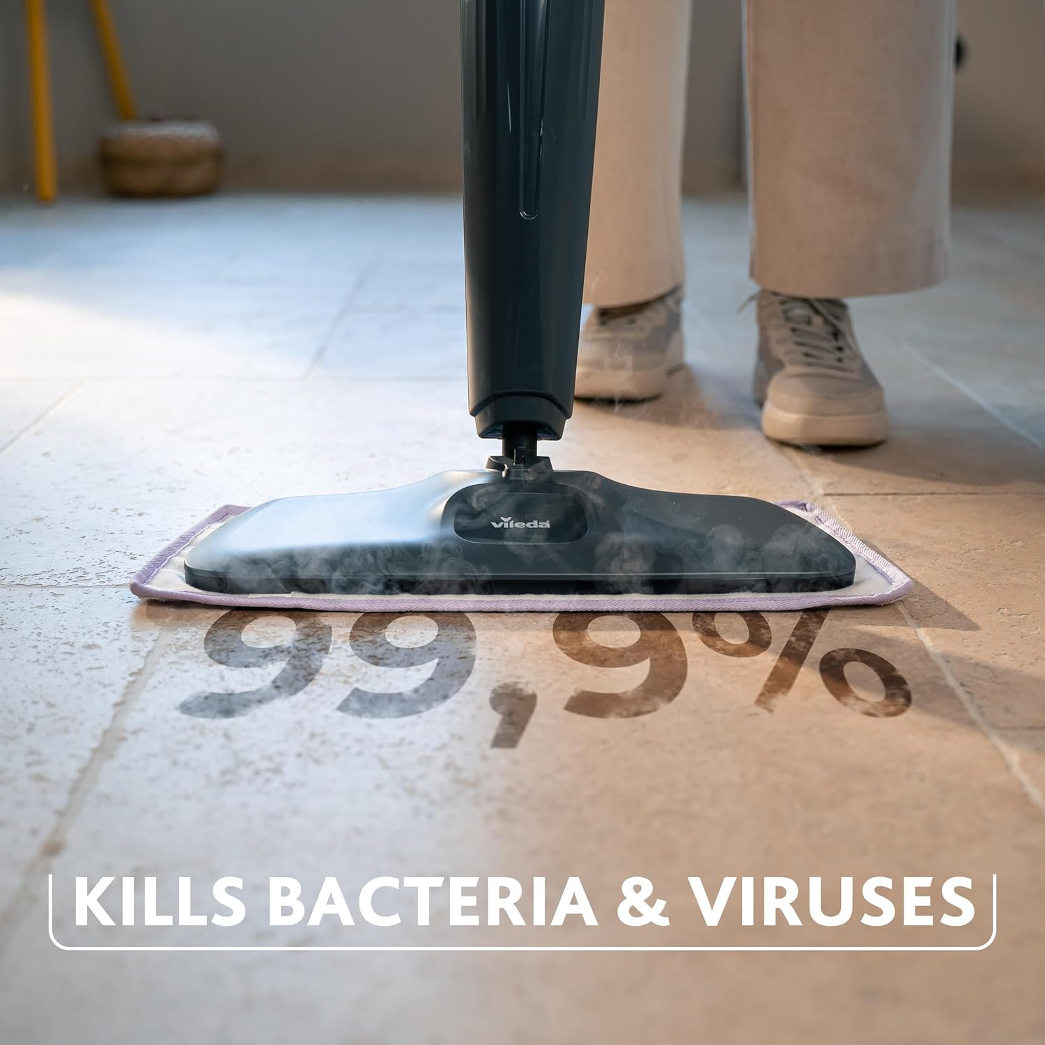 Steam Plus Pro XXL Nettoyeur vapeur, tue jusqu’à 99% des bactéries et des virus, parfait pour les sols délicats, avec 4 réglages de la vapeur, plateau de rangement inclus