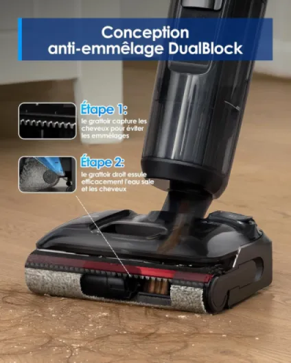 Floor One S7 Stretch Ultra Aspirateur Laveur, Aspirateur Balai sans Fil, Anti-emmêlage, Plat à 180°, Autonomie de 50 Minutes, Auto-Nettoyage Flashdry à 85°C, Nettoyage des Bords de Deux Côtés