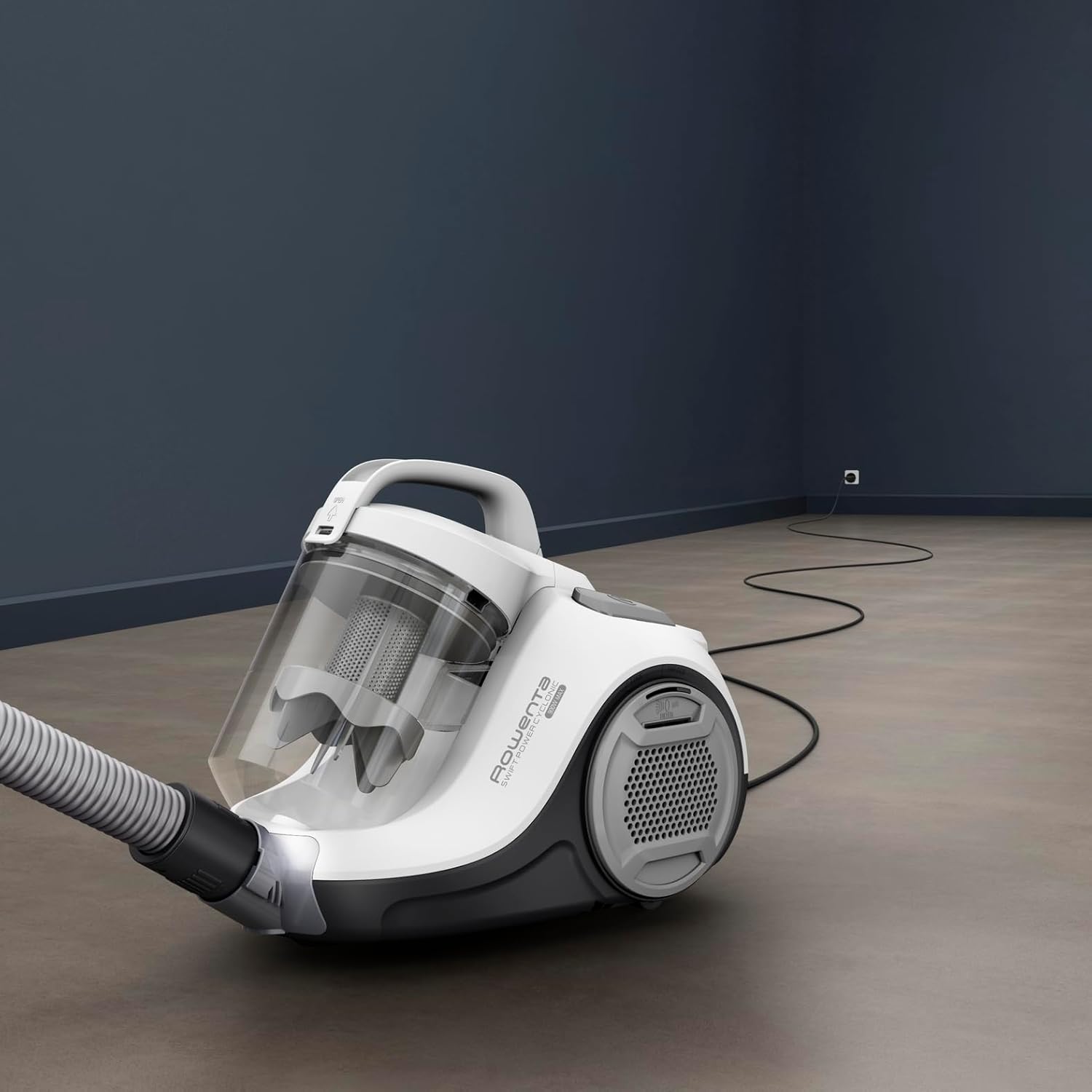 Aspirateur sans Sac, Moteur Basse consommation, Puissance 900 W, Format Compact, Haute Filtration, Rayon d'action de 7,6 m, Swift Power Cyclonic Blanc RO2917EA