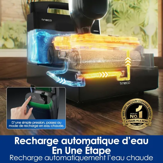 Floor One STATION S9 Artist Aspirateur Laveur, 360° SmoothDrive, HydroBurst, FlashDry 110°C, Autonomie 90 min Nettoyage des Bords 3 Côtés, Anti-emmêlement DualBlock, Station Auto-Remplissage 5L