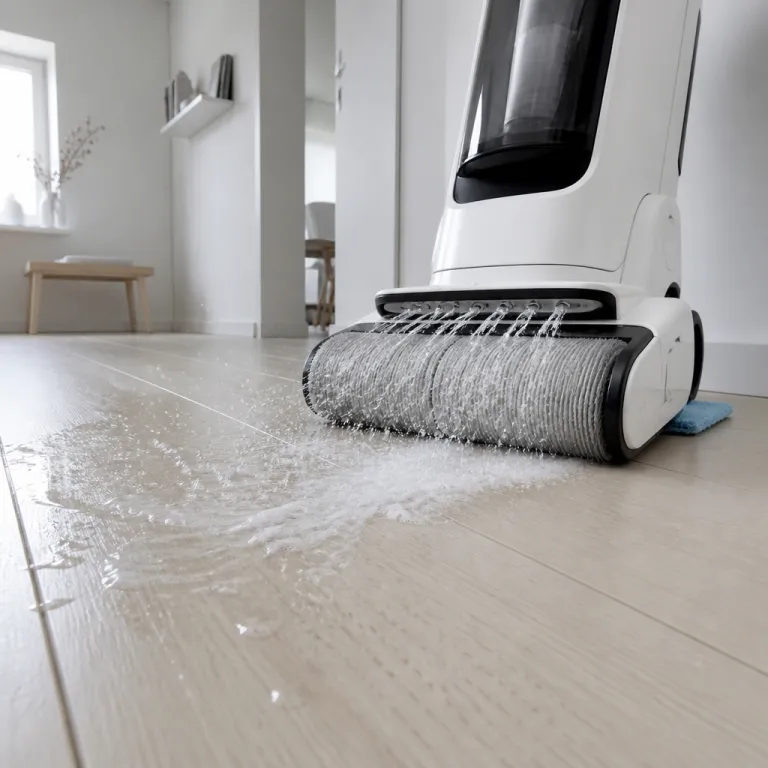 Ecovacs Deebot X12 OmniCyclone : le Focus Jet projette eau et détergent avant le passage du rouleau